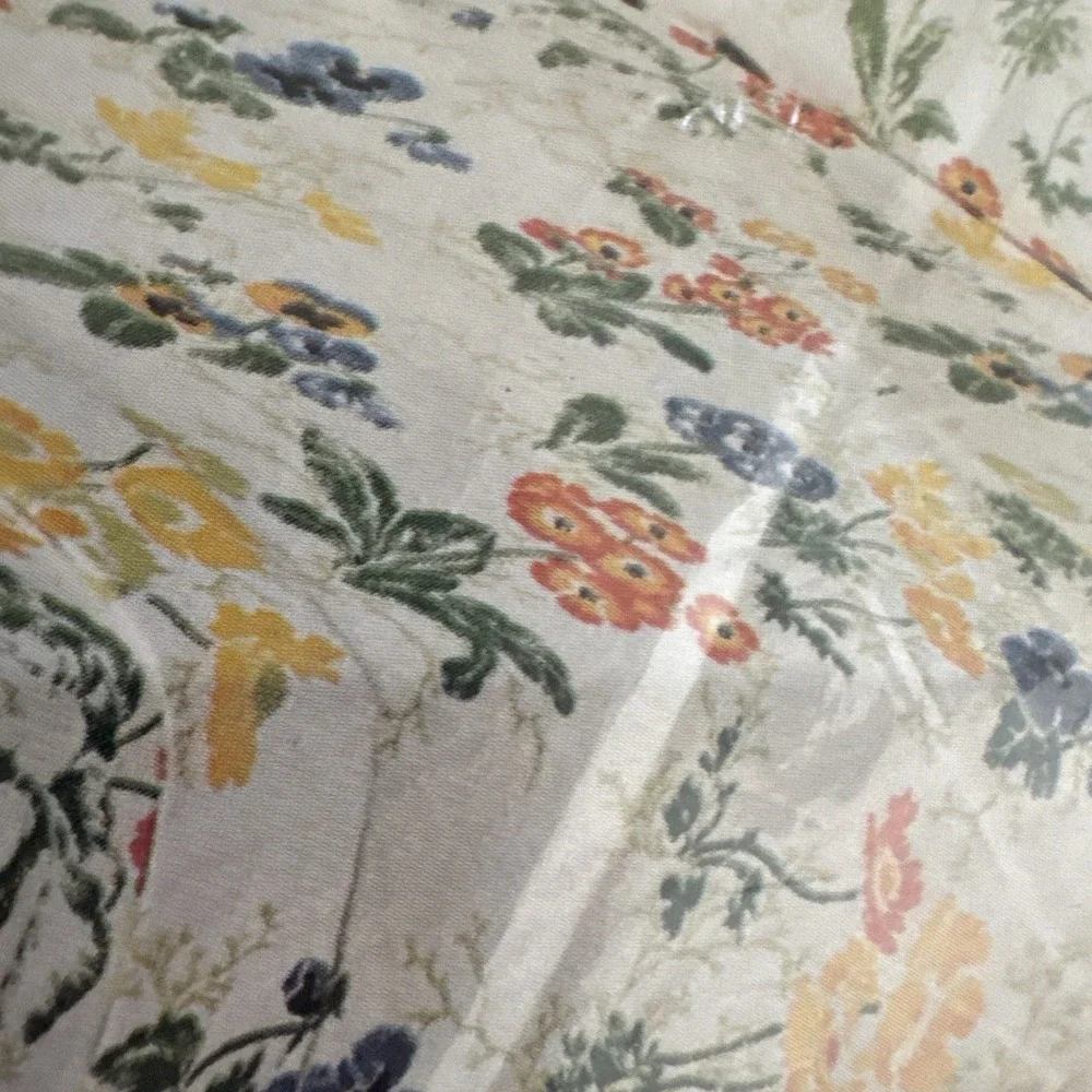 Vintage 70s Burlington TWIN Fitted Sheet New Floral Orange Poppies‎ Pansies